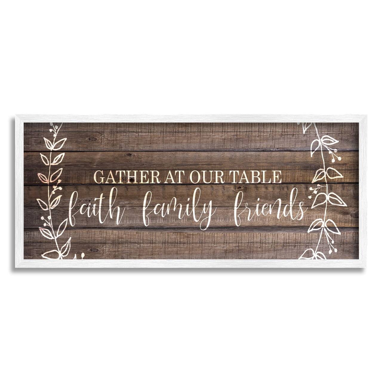Stupell Industries Faith Family Friends Quote Wood Pattern Rustic Phrase Framed Wall Art